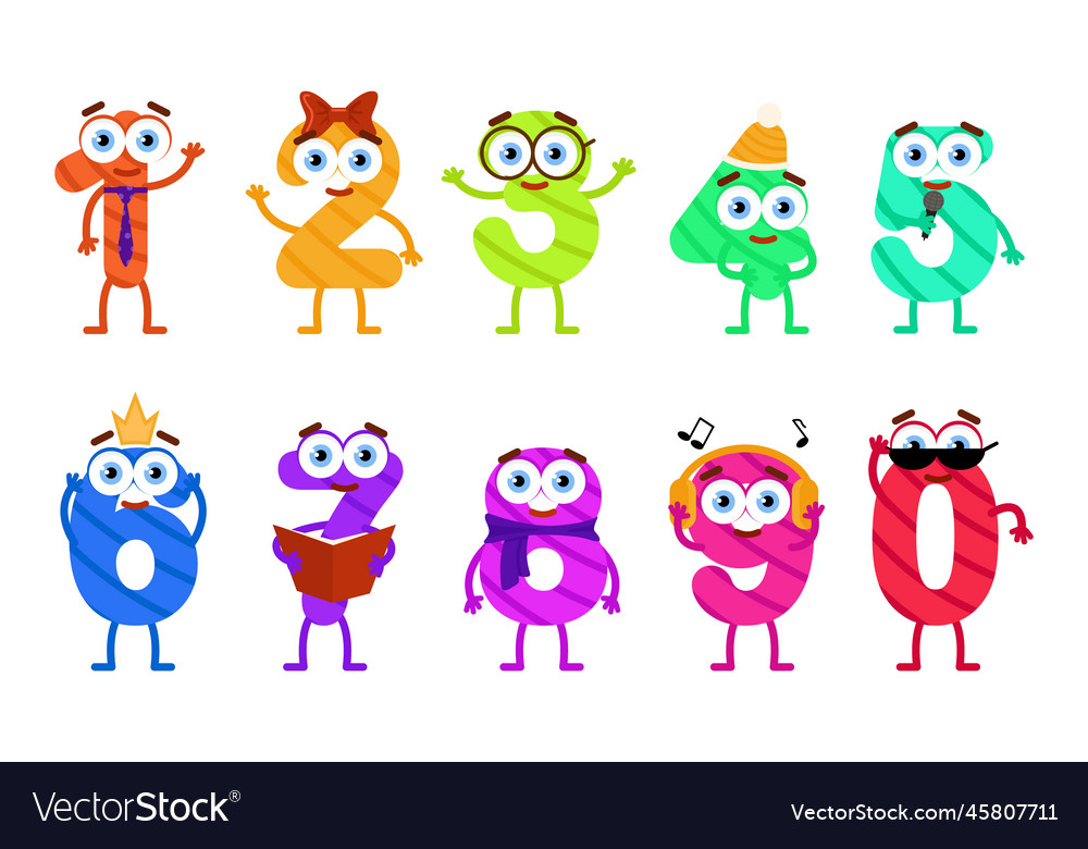Numbers with faces royalty free vector image vectorstock