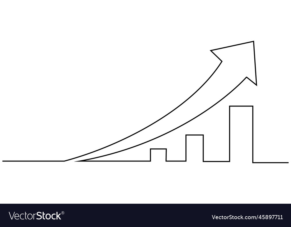 One continuous line drawing of graph icon Vector Image One continuous line drawing of graph icon