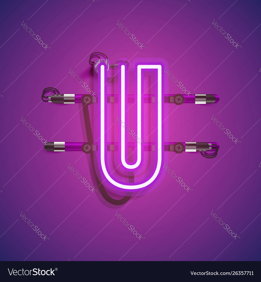 Realistic neon character with wires and console