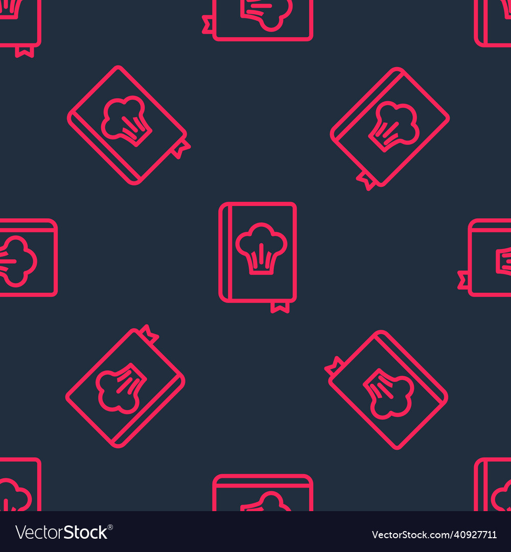 Red line cookbook icon isolated seamless pattern vector image Red line cookbook icon isolated seamless pattern