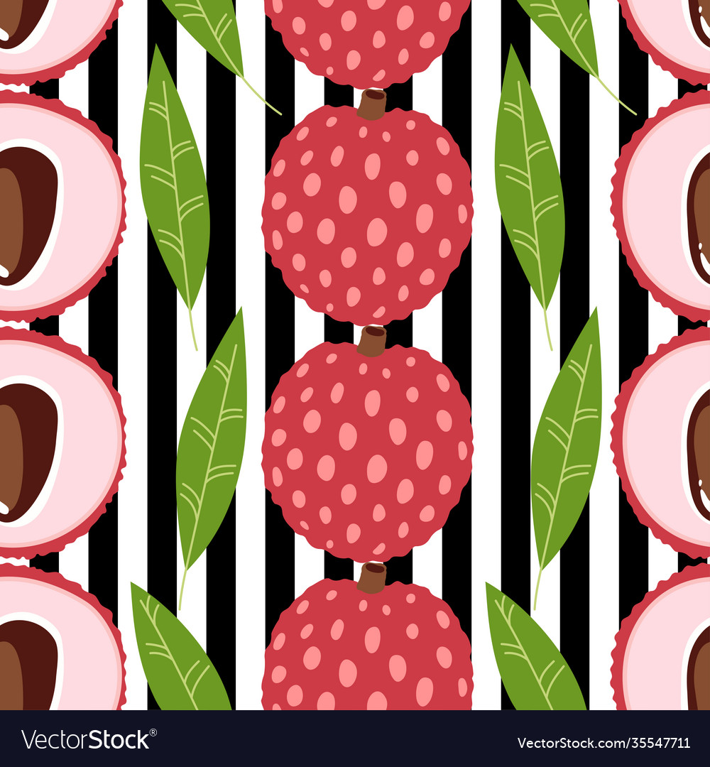 Seamless pattern lychee - tropical fruit