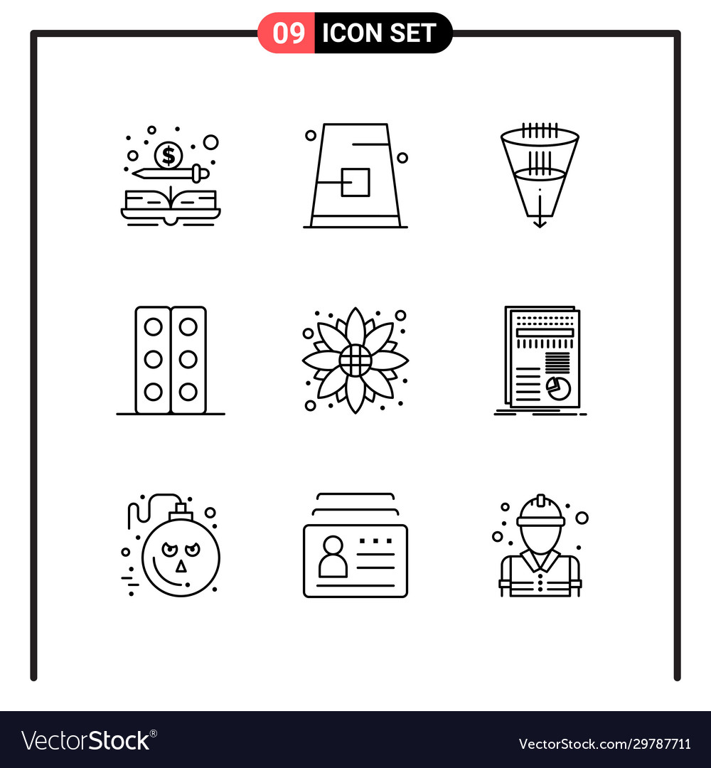 Set 9 line style icons for web and mobile vector image Set 9 line style icons for web and mobile