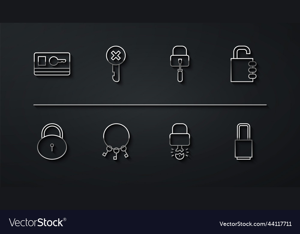 Set line key card lock safe combination vector image Set line key card lock safe combination