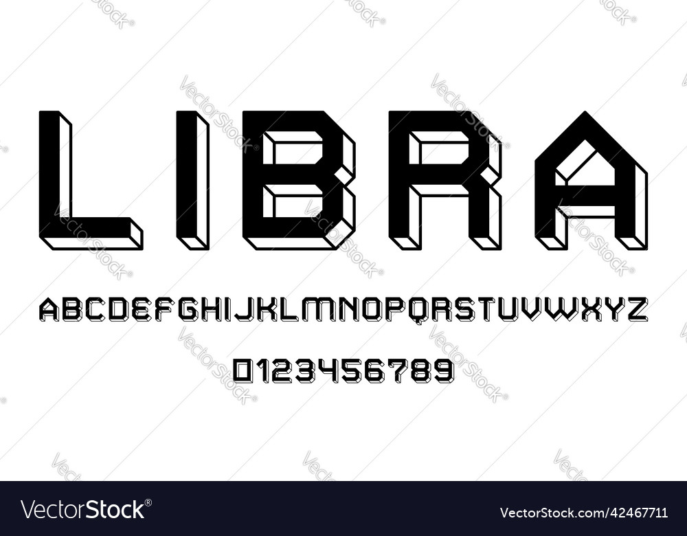 Set of alphabets font letters and numbers vector image Set of alphabets font letters and numbers