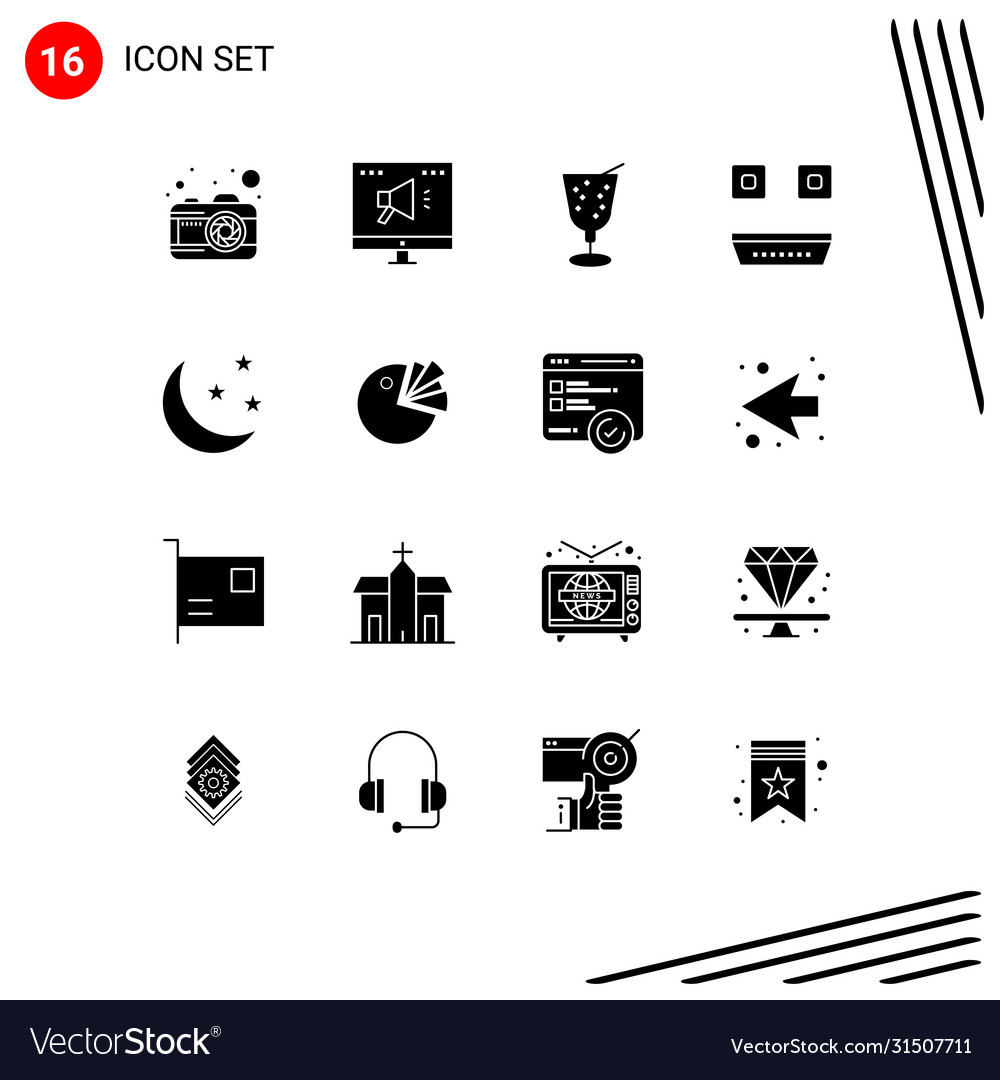 Solid glyph pack 16 universal symbols