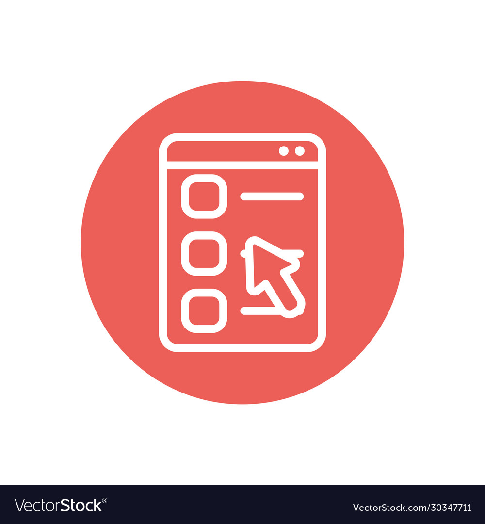 Web page with cursor icon line block style