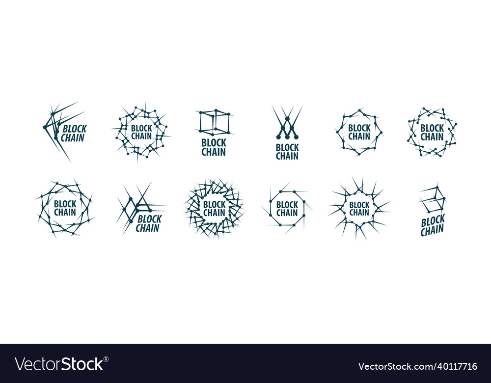 A set of abstract logos blockchain Vector Image A set of abstract logos blockchain