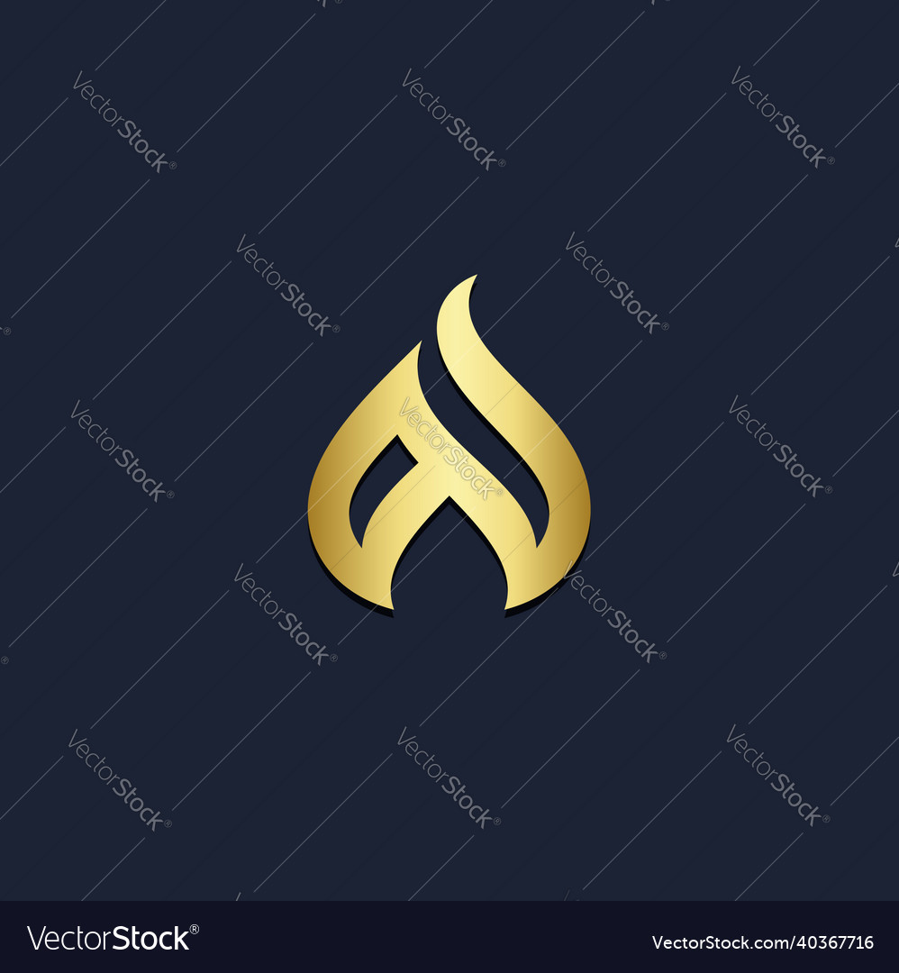 Abstract Droplet Shape Line Gold Logo Royalty Free Vector