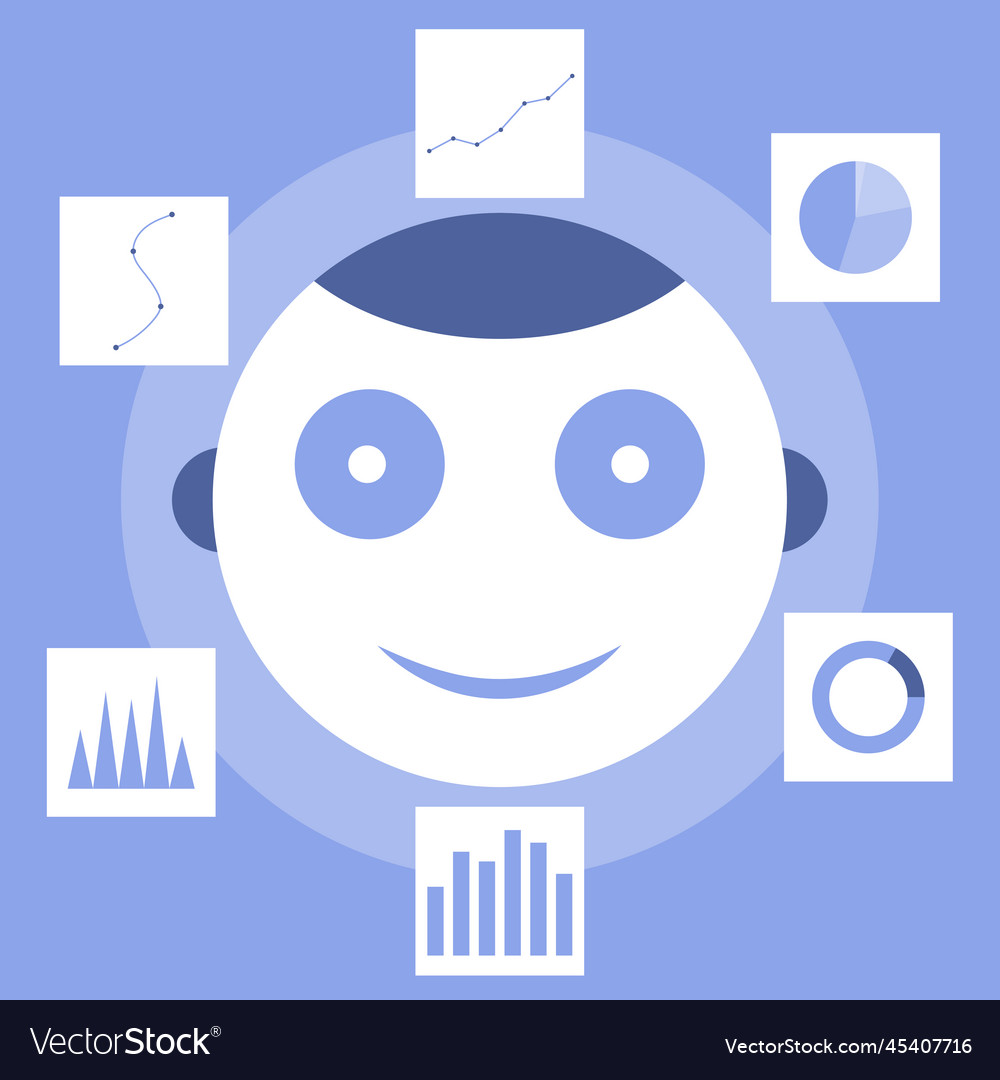 Artificial intelligence in data analysis vector image Artificial intelligence in data analysis