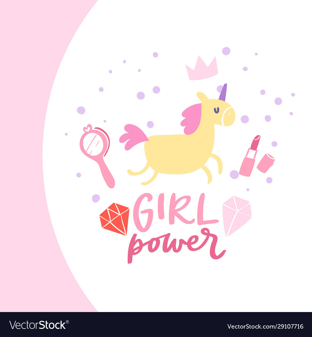 Beautiful girl cartoon unicorn and inscription vector image Beautiful girl cartoon unicorn and inscription