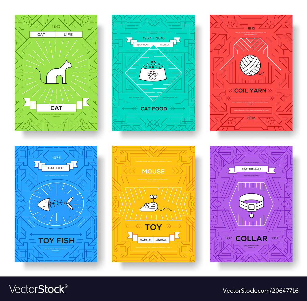 Cat Line Art Brochure Cards