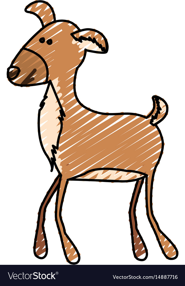 Color crayon stripe cartoon of funny reindeer