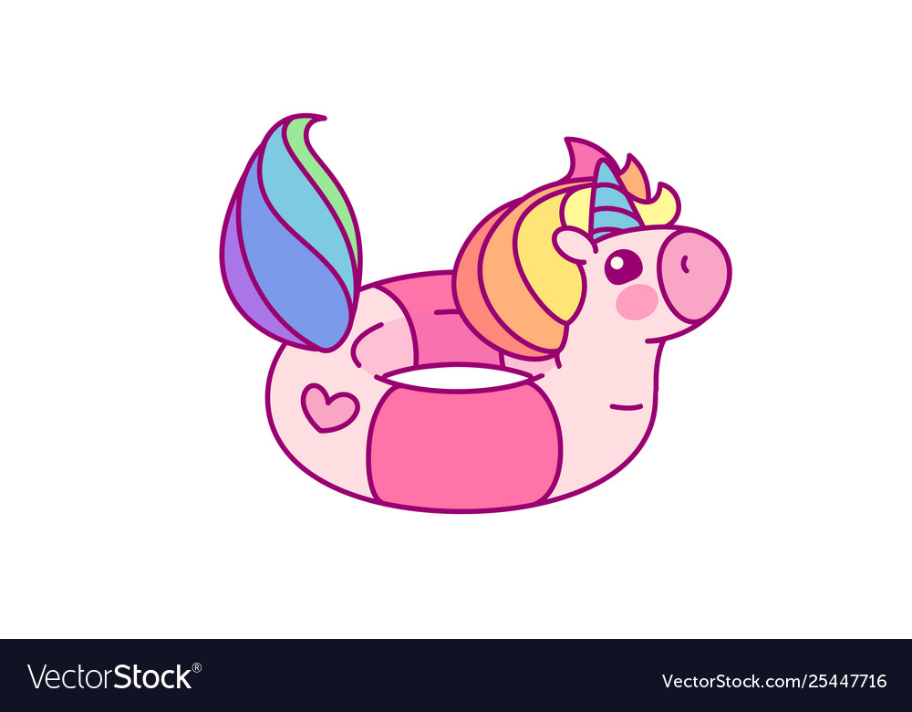 Flat rainbow unicorn vector image Flat rainbow unicorn