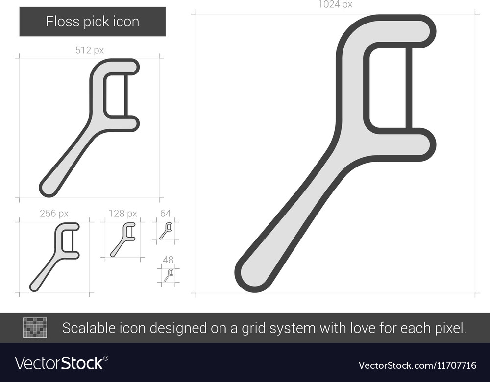 Floss pick line icon