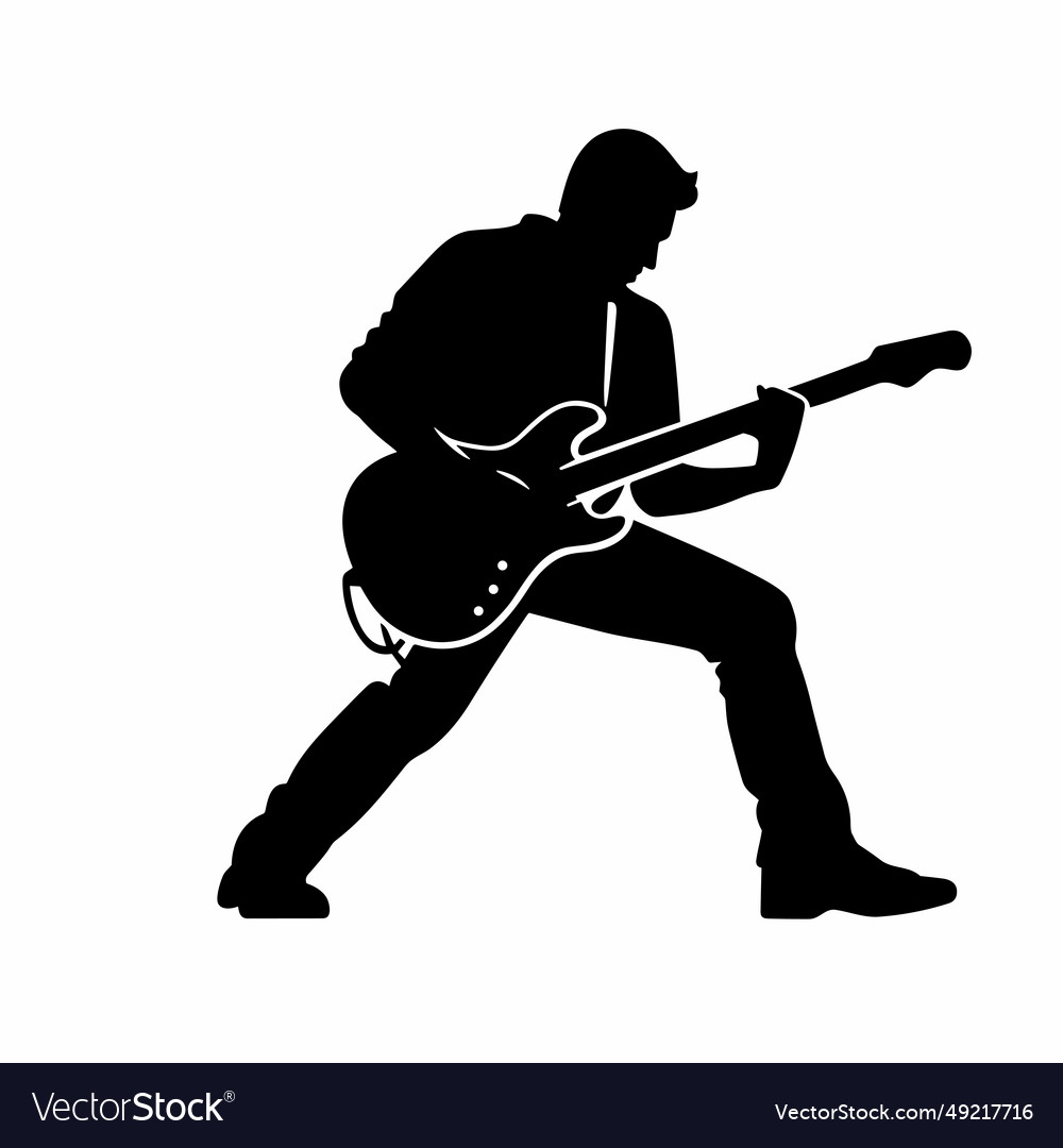 Guitarist black icon on white background Vector Image