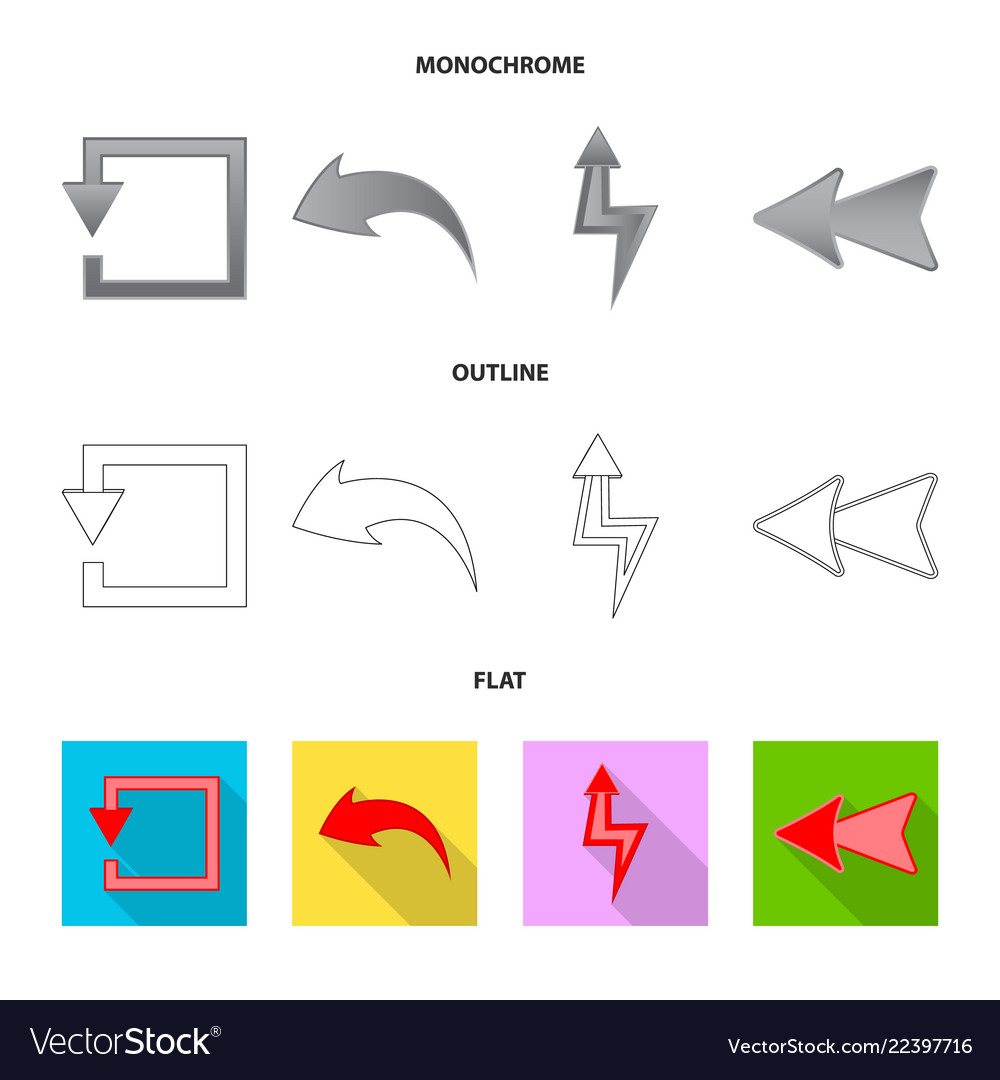 Isolated object of element and arrow icon set vector image Isolated object of element and arrow icon set
