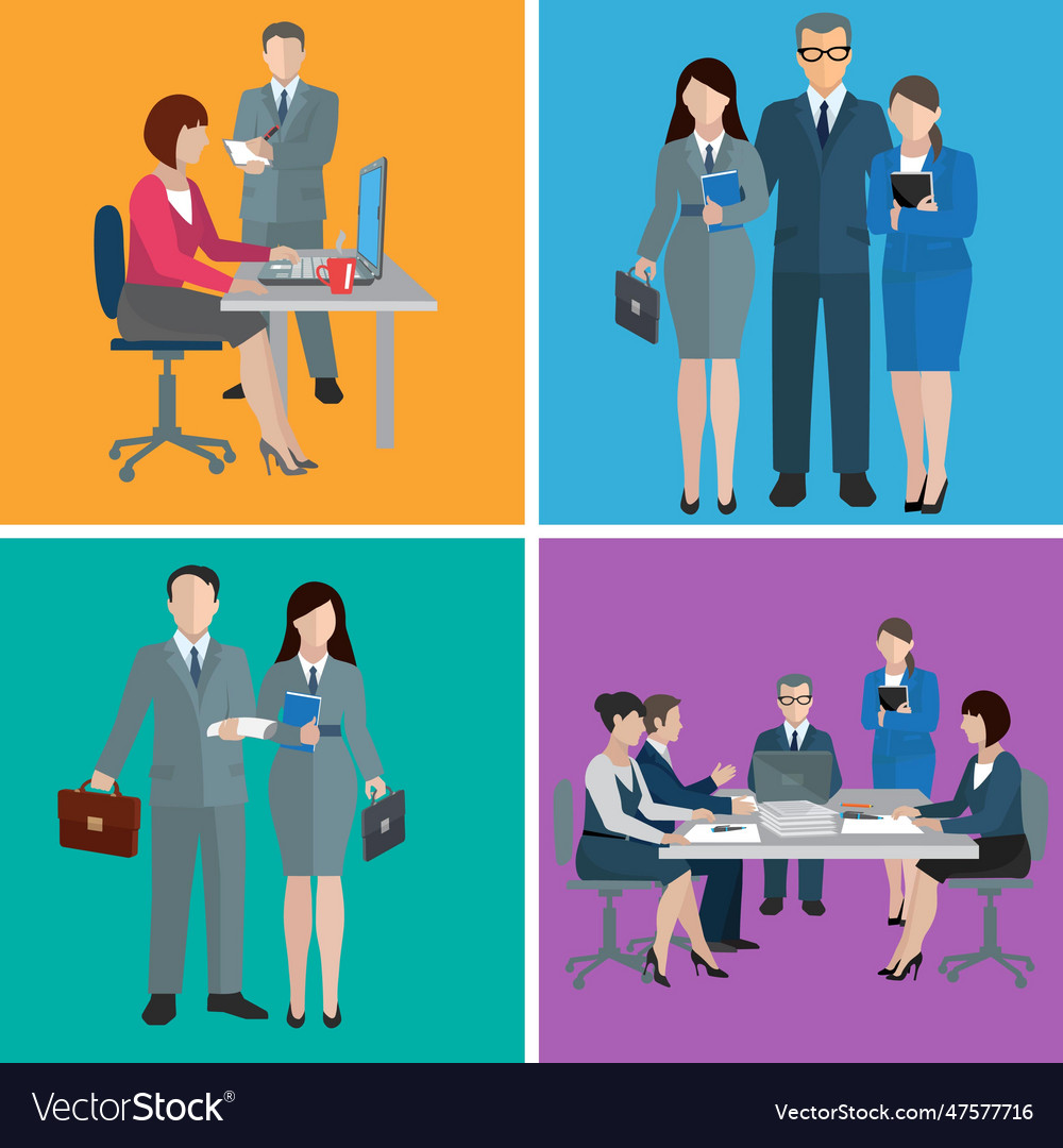 Office worker workgroup in different pose vector image Office worker workgroup in different pose