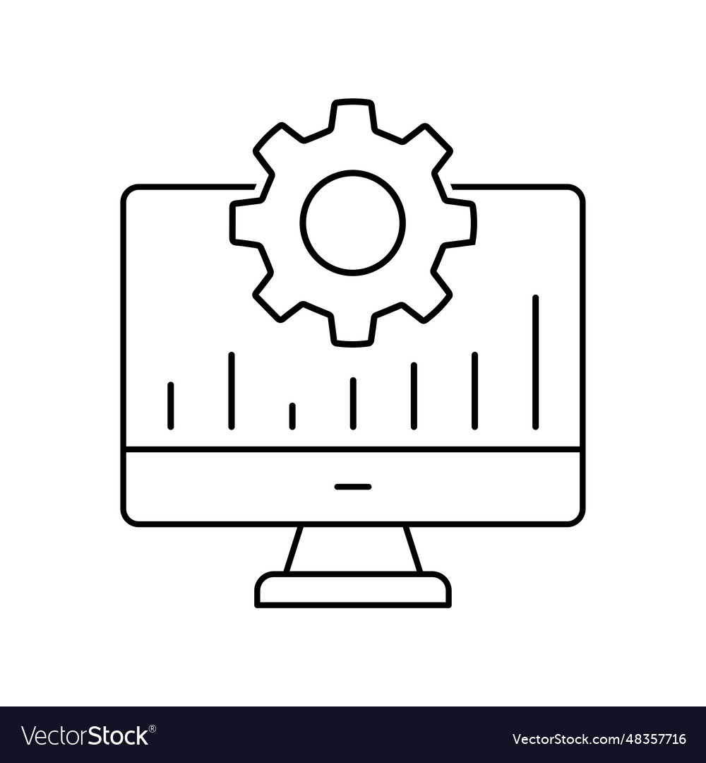 Online preference settings line icon computer vector image Online preference settings line icon computer