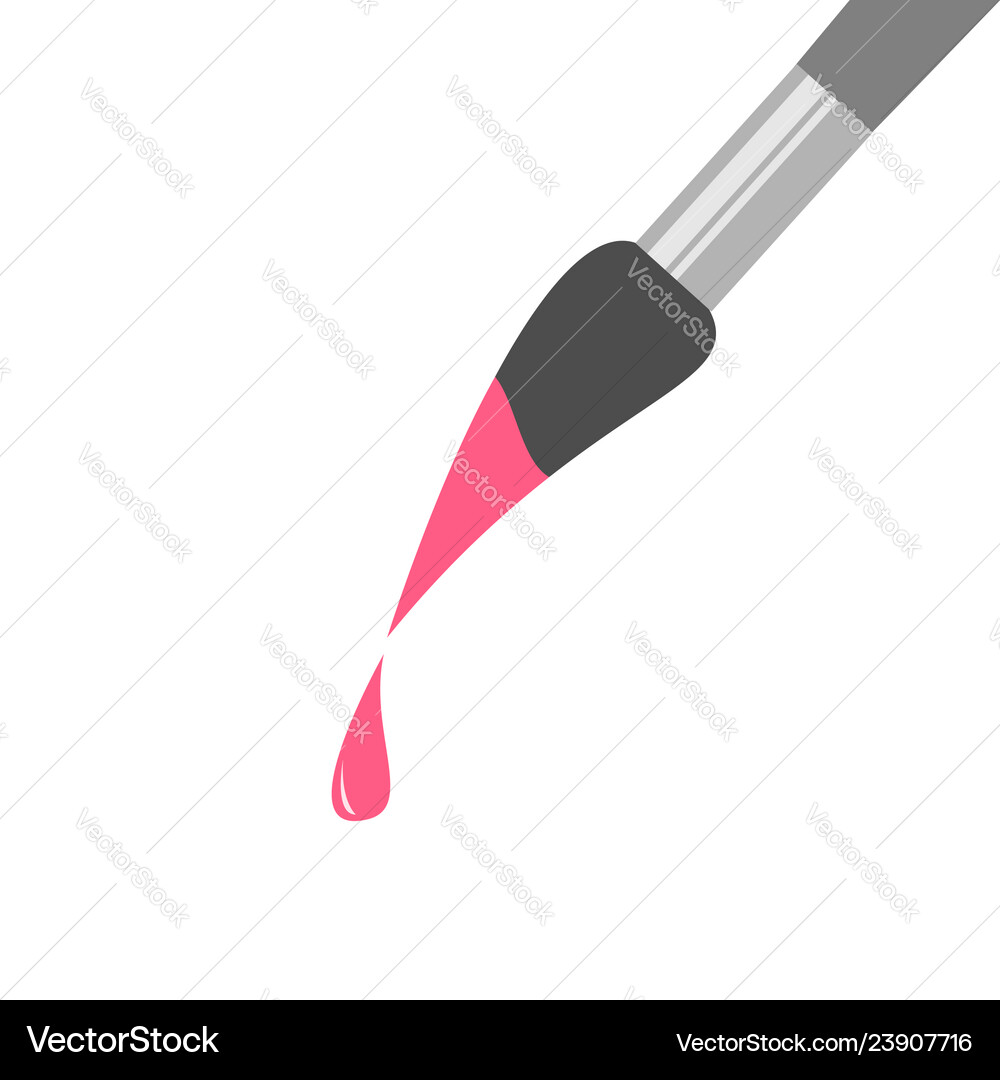 Paint brush icon with pink color drop flat design Vector Image