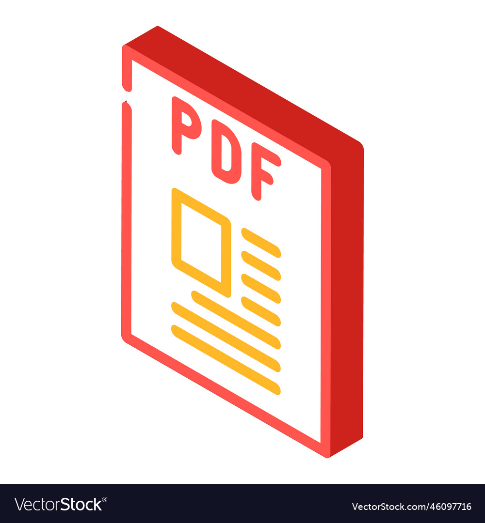 Pdf file format document isometric icon vector image Pdf file format document isometric icon