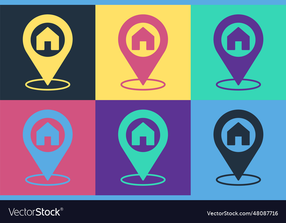 Pop art map pointer with house icon isolated vector image Pop art map pointer with house icon isolated