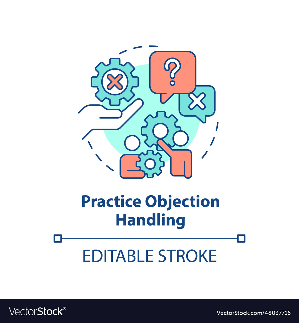 Practice objection handling multi color concept Vector Image Practice objection handling multi color concept