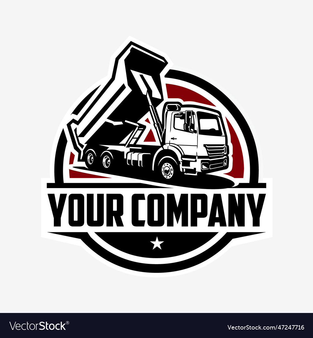 Premium dump truck company ready made circle Vector Image