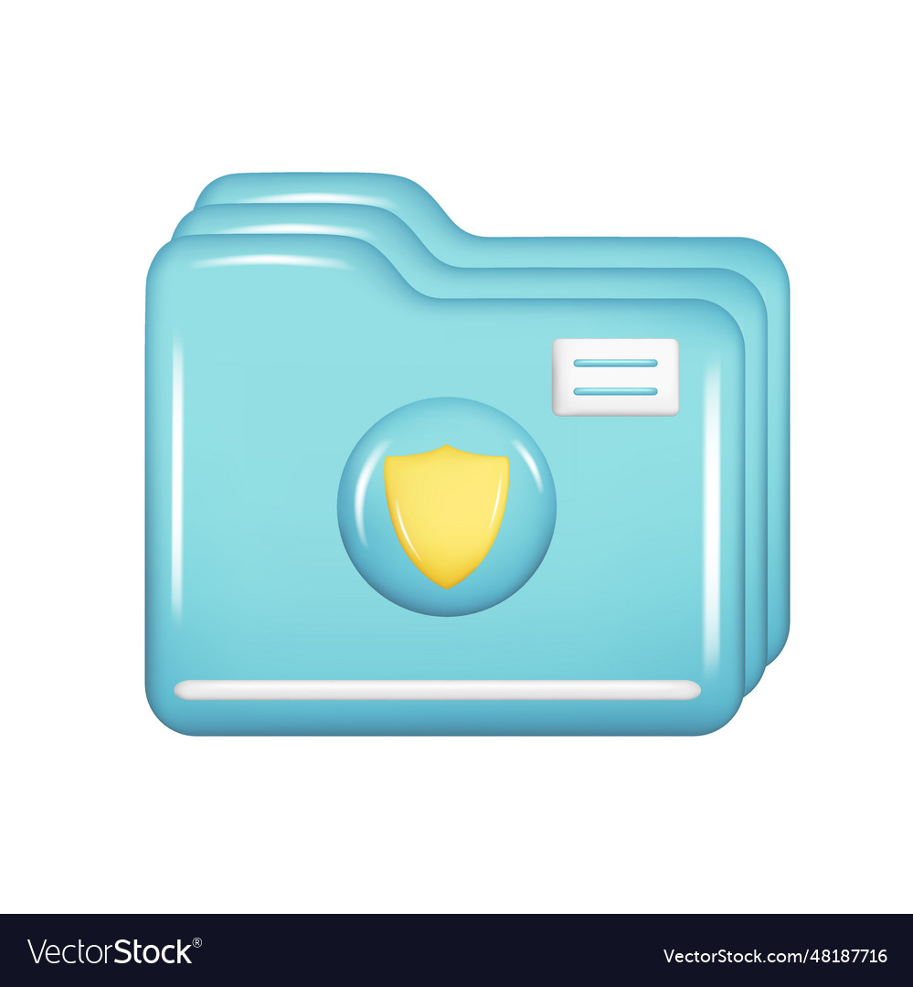 Realistic 3d blue folder with shield icon