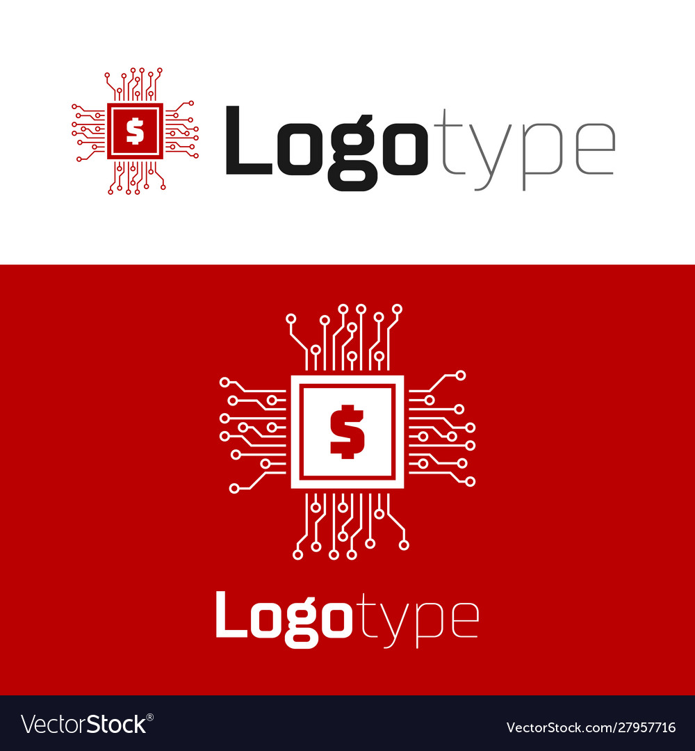 Red processor chip with dollar icon isolated vector image Red processor chip with dollar icon isolated