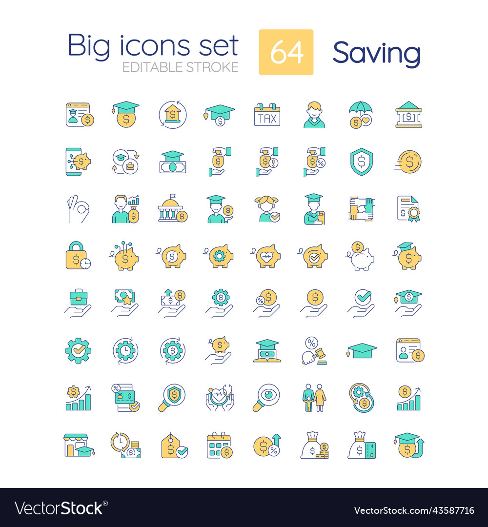Saving rgb color icons set Vector Image Saving rgb color icons set