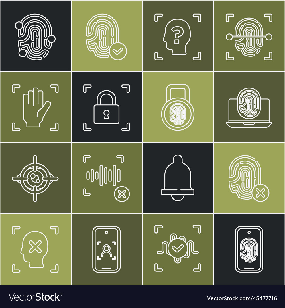 Set Zeile mobil mit Fingerabdruck Scan Ablehnung vector image Set Zeile mobil mit Fingerabdruck Scan Ablehnung
