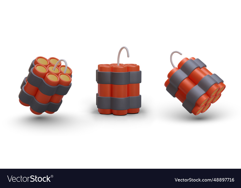 Set of realistic explosives in different positions Vector Image Set of realistic explosives in different positions