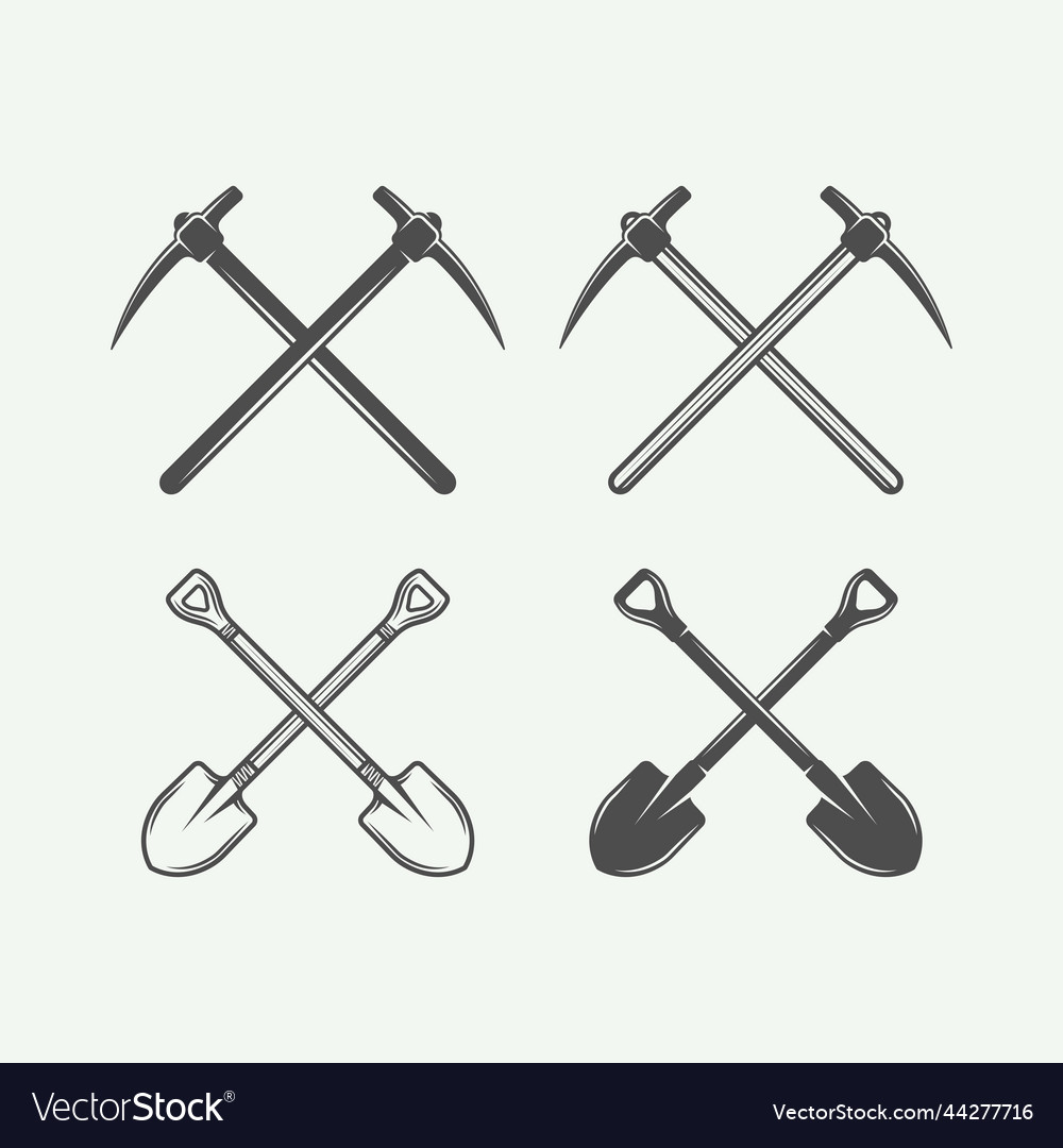 Set of retro mining or construction design vector image Set of retro mining or construction design