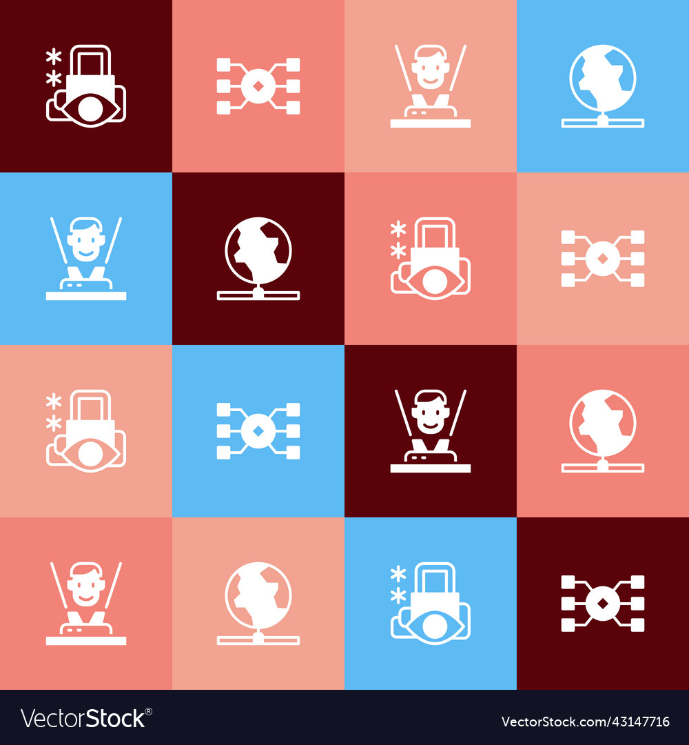 Set pop art cyber security neural network vector image Set pop art cyber security neural network