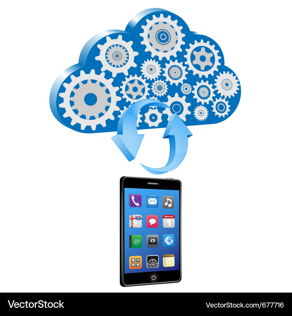 Smart phone synchronize cloud Royalty Free Vector Image
