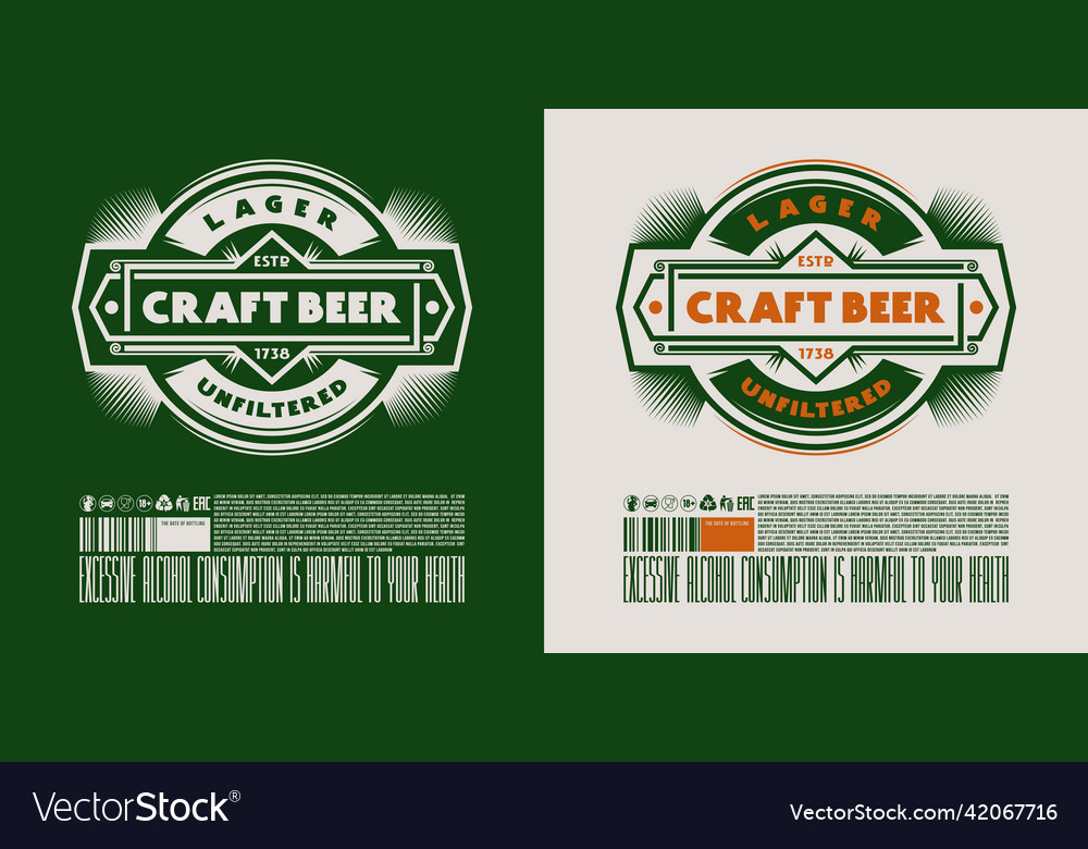 Template Decorative Label For Craft Beer Vector Image