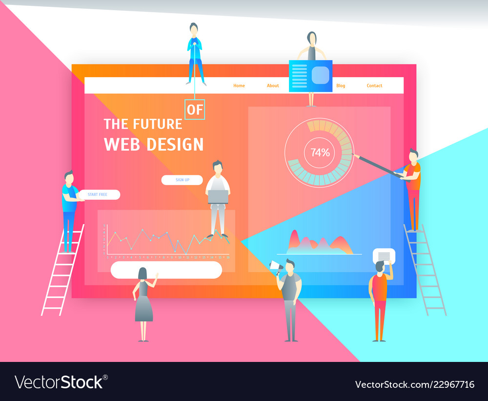 Web page design concept banner card with elements vector image Web page design concept banner card with elements