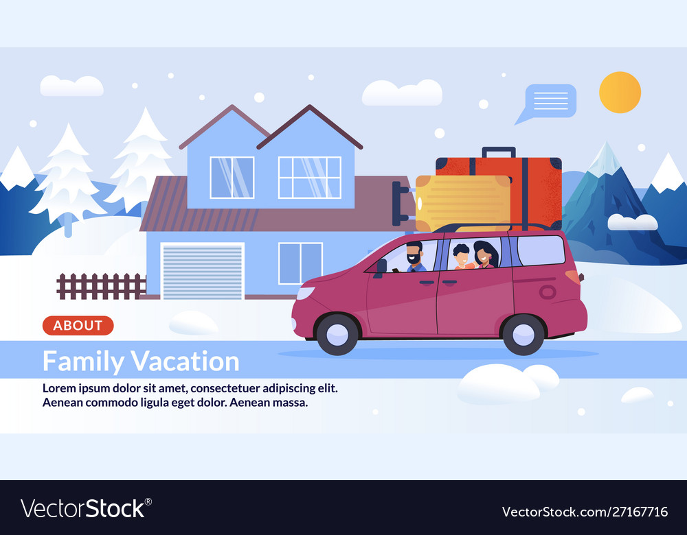 Webpage banner offer happy family winter vacation