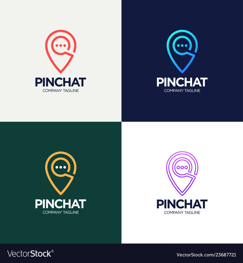 Abstract template with pin chat line logotype set