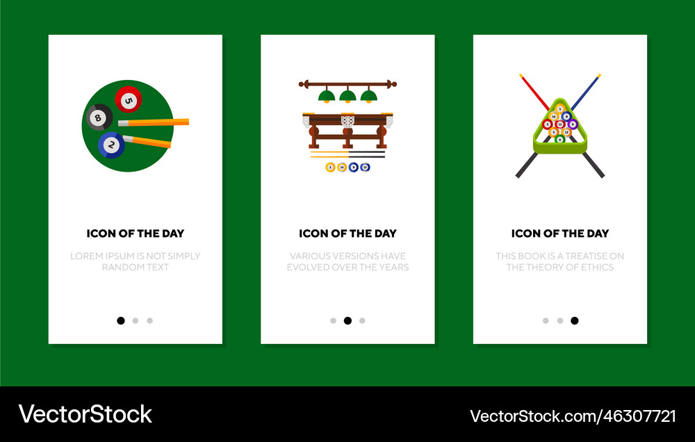 Billiard equipment flat icon set Royalty Free Vector Image