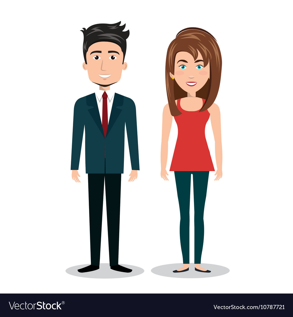 Cartoon man and woman standing human resources Vector Image