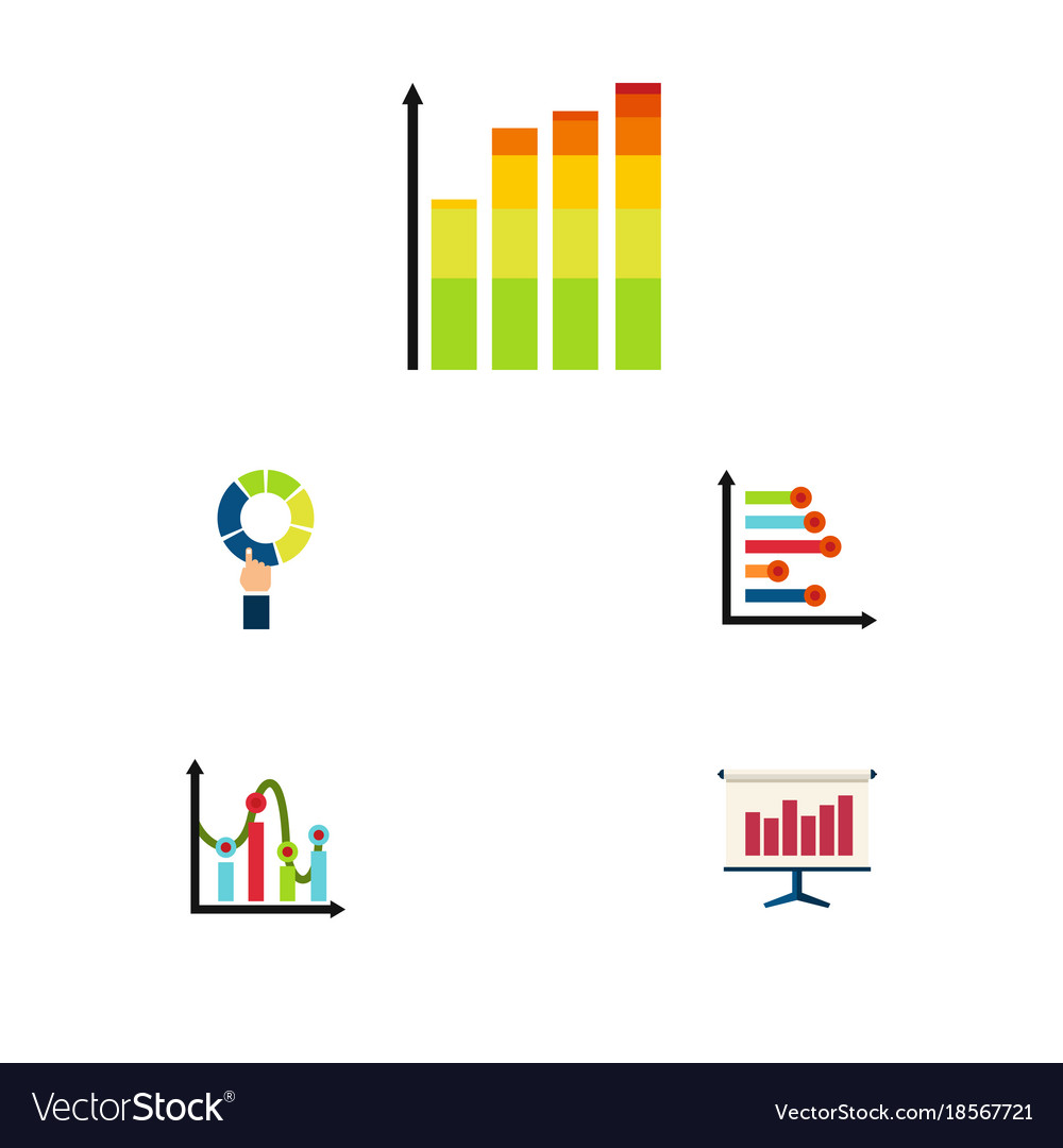 Flat icon chart set of graph pie bar