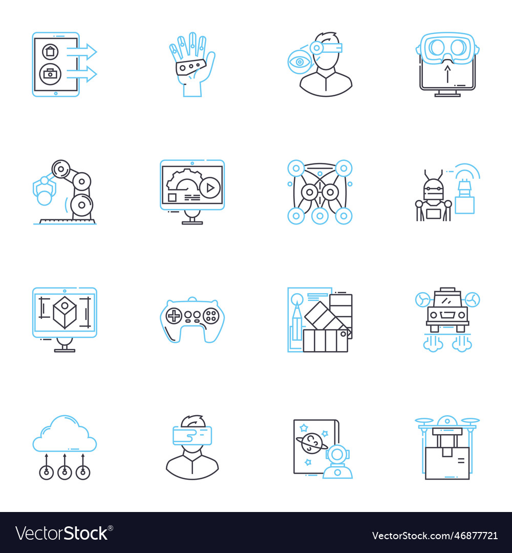 High-tech linear icons set innovation automation vector image High-tech linear icons set innovation automation