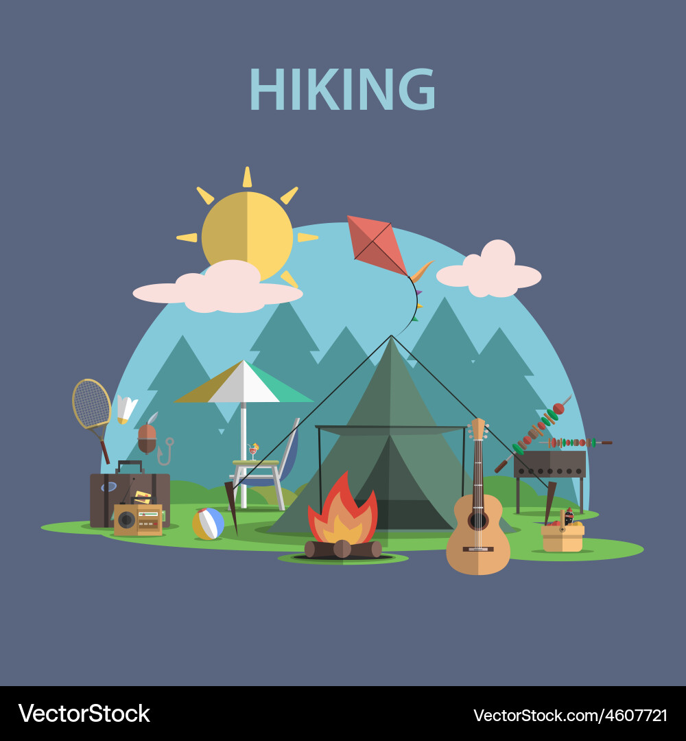 Hiking concept flat Royalty Free Vector Image - VectorStock