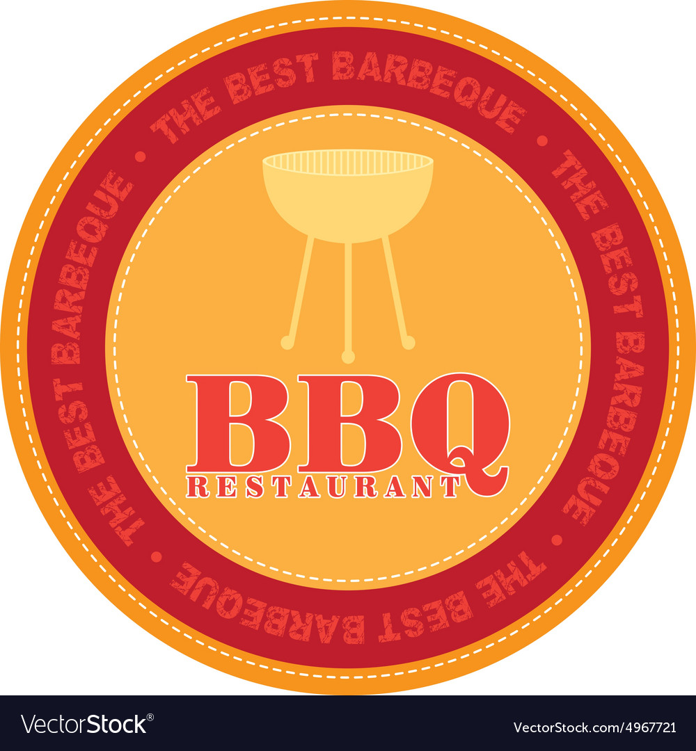 Isolated label with text and barbecue elements