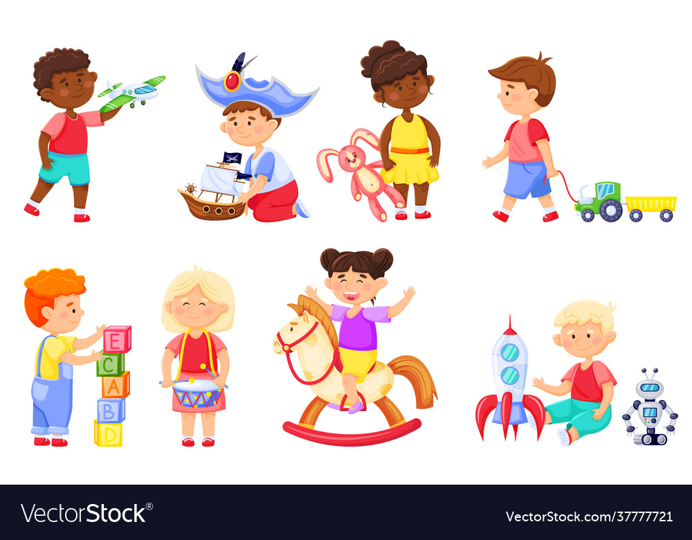 A boy playing toys Royalty Free Vector Image - VectorStock