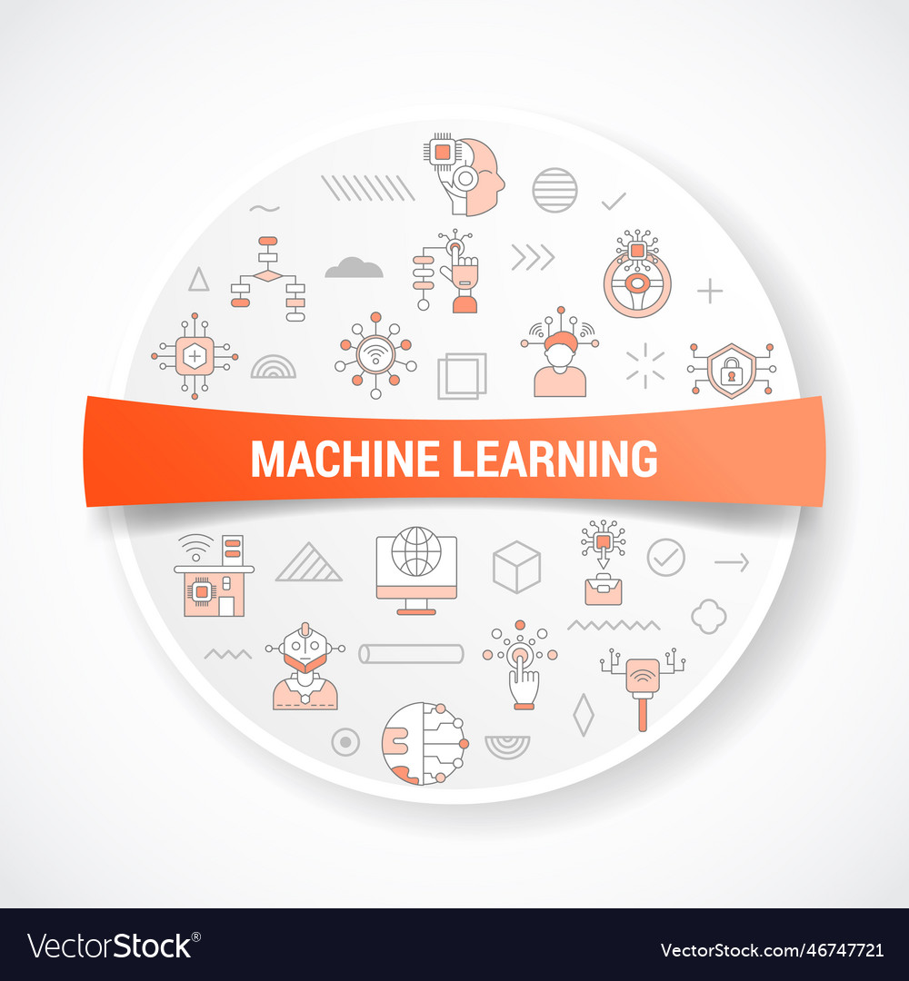 Machine learning concept with icon Vector Image Machine learning concept with icon