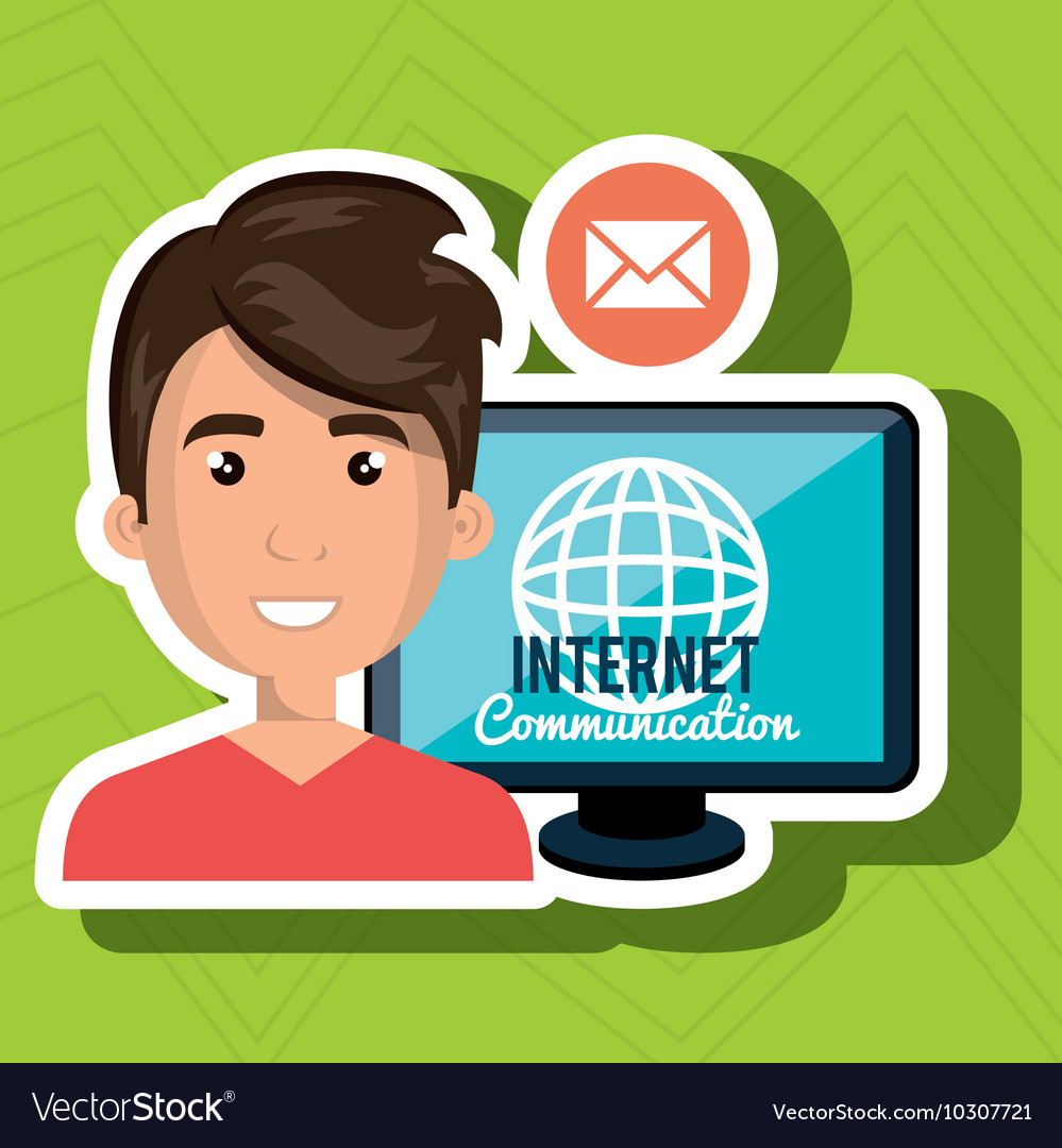 Man internet connected global