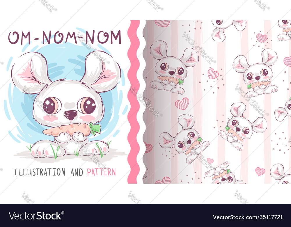 Mouse with carrot - seamless pattern
