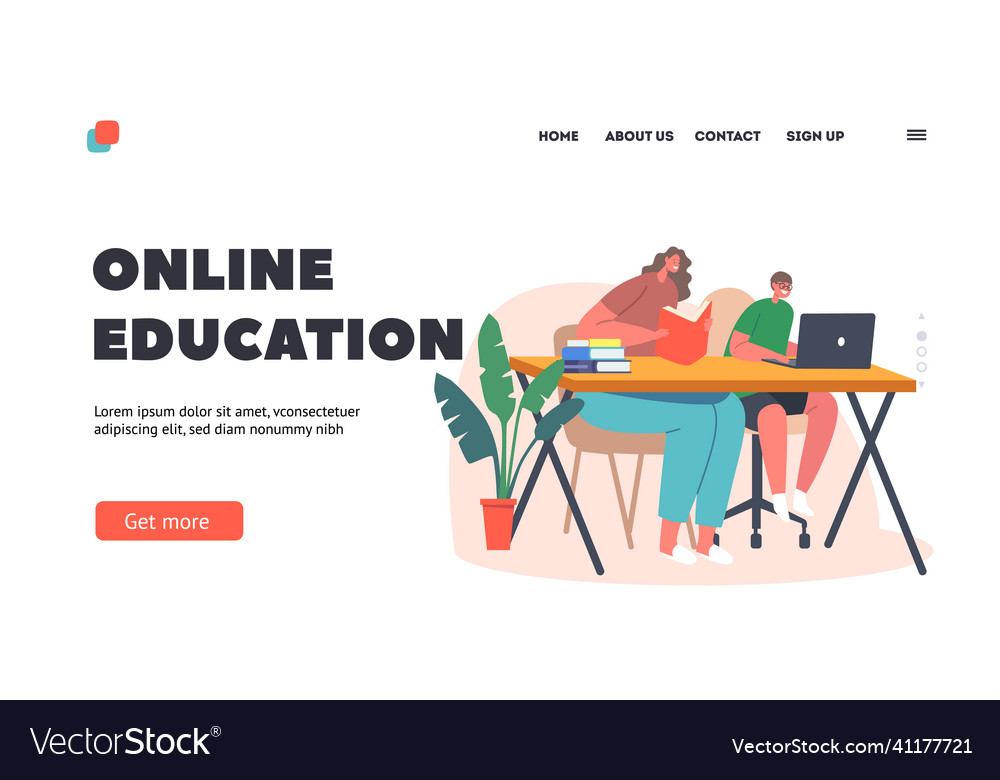 Online education landing page template mother Vector Image